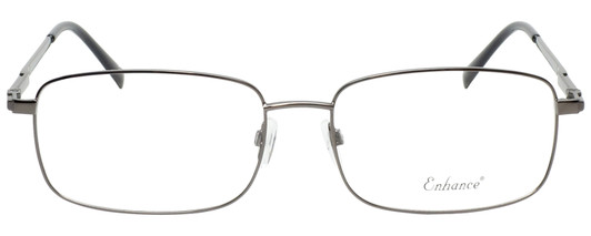Front View of Enhance EN4106 Designer Single Vision Prescription Rx Eyeglasses in Gunmetal Silver Mens Rectangle Full Rim Metal 63 mm