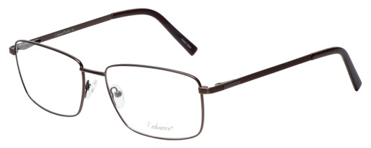Profile View of Enhance EN4161 Designer Bi-Focal Prescription Rx Eyeglasses in Brown Mens Rectangle Full Rim Metal 60 mm