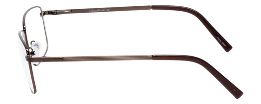 Side View of Enhance EN4161 Designer Blue Light Blocking Eyeglasses in Brown Mens Rectangle Full Rim Metal 60 mm