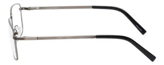 Side View of Enhance EN4161 Designer Blue Light Blocking Eyeglasses in Gunmetal Black Mens Rectangle Full Rim Metal 60 mm