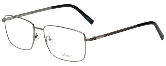 Profile View of Enhance EN4161 Designer Progressive Lens Blue Light Blocking Eyeglasses in Gunmetal Black Mens Rectangle Full Rim Metal 60 mm