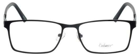 Front View of Enhance EN4172 Designer Bi-Focal Prescription Rx Eyeglasses in Matte Black Mens Rectangle Full Rim Metal 59 mm