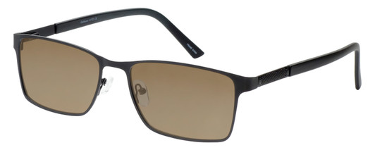 Profile View of Enhance EN4172 Designer Polarized Sunglasses with Custom Cut Amber Brown Lenses in Matte Black Mens Rectangle Full Rim Metal 59 mm