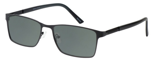 Profile View of Enhance EN4172 Designer Polarized Sunglasses with Custom Cut Smoke Grey Lenses in Matte Black Mens Rectangle Full Rim Metal 59 mm