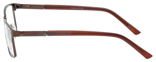 Side View of Enhance EN4172 Designer Bi-Focal Prescription Rx Eyeglasses in Matte Brown Mens Rectangle Full Rim Metal 59 mm