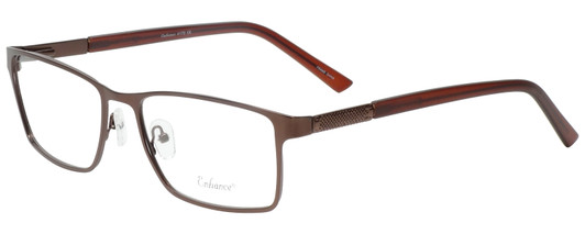 Profile View of Enhance EN4172 Designer Progressive Lens Blue Light Blocking Eyeglasses in Matte Brown Mens Rectangle Full Rim Metal 59 mm