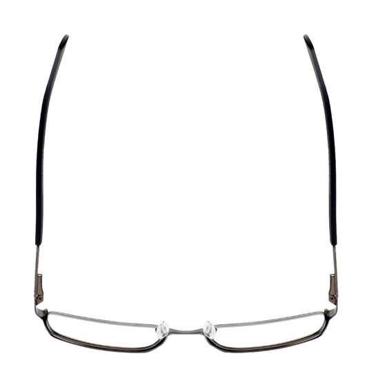 Top View of Enhance EN4172 Designer Reading Eye Glasses with Custom Cut Powered Lenses in Matte Gunmetal Black Mens Rectangle Full Rim Metal 59 mm