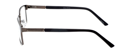 Side View of Enhance EN4172 Designer Progressive Lens Blue Light Blocking Eyeglasses in Matte Gunmetal Black Mens Rectangle Full Rim Metal 59 mm