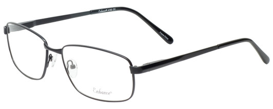 Profile View of Enhance EN4182 Designer Progressive Lens Blue Light Blocking Eyeglasses in Satin Black Mens Rectangle Full Rim Metal 60 mm