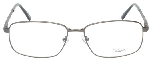 Front View of Enhance Mens BIG & TALL EN4182-SGU-60mm Designer Reading Glasses Satin Gun Metal