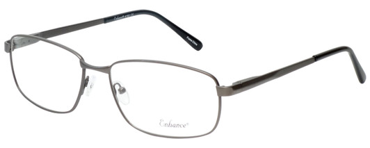 Profile View of Enhance EN4182 Designer Progressive Lens Blue Light Blocking Eyeglasses in Satin Gunmetal Black Mens Rectangle Full Rim Metal 60 mm