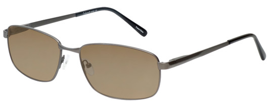 Profile View of Enhance EN4182 Designer Polarized Sunglasses with Custom Cut Amber Brown Lenses in Satin Gunmetal Black Mens Rectangle Full Rim Metal 60 mm