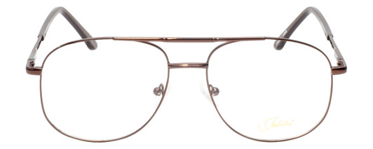 Front View of Jubilee Mens Aviator BIG & TALL J-5801 58mm Metal Designer Reading Glasses Brown