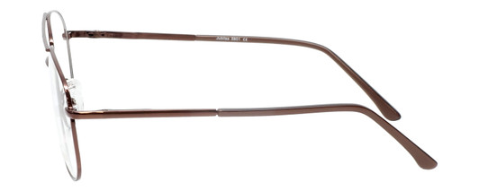 Side View of Jubilee J5801 Designer Reading Eye Glasses with Custom Cut Powered Lenses in Brown Mens Aviator Full Rim Metal 58 mm