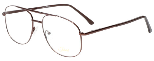 Profile View of Jubilee J5801 Designer Progressive Lens Blue Light Blocking Eyeglasses in Brown Mens Aviator Full Rim Metal 58 mm
