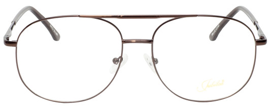 Front View of Jubilee J5801 Designer Bi-Focal Prescription Rx Eyeglasses in Brown Mens Aviator Full Rim Metal 62 mm