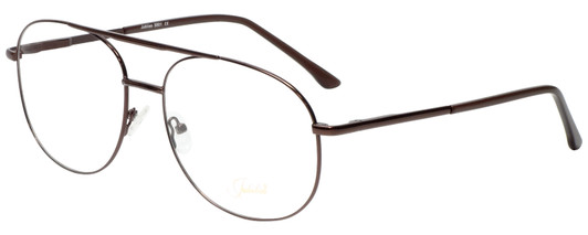 Profile View of Jubilee J5801 Designer Progressive Lens Blue Light Blocking Eyeglasses in Brown Mens Aviator Full Rim Metal 62 mm
