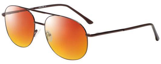 Profile View of Jubilee J5801 Designer Polarized Sunglasses with Custom Cut Red Mirror Lenses in Brown Mens Aviator Full Rim Metal 62 mm