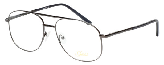 Profile View of Jubilee J5801 Designer Progressive Lens Blue Light Blocking Eyeglasses in Gunmetal Black Mens Aviator Full Rim Metal 58 mm