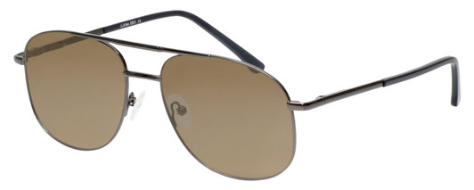 Profile View of Jubilee J5801 Designer Polarized Sunglasses with Custom Cut Amber Brown Lenses in Gunmetal Black Mens Aviator Full Rim Metal 58 mm