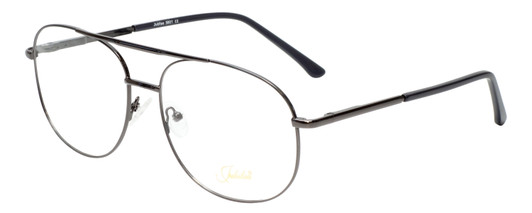 Profile View of Jubilee J5801 Designer Progressive Lens Blue Light Blocking Eyeglasses in Gunmetal Black Mens Aviator Full Rim Metal 62 mm