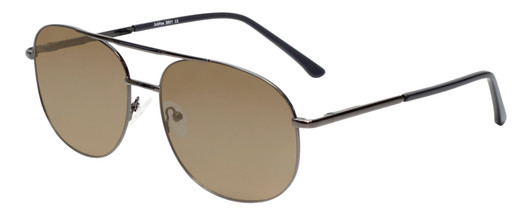 Profile View of Jubilee J5801 Designer Polarized Sunglasses with Custom Cut Amber Brown Lenses in Gunmetal Black Mens Aviator Full Rim Metal 62 mm