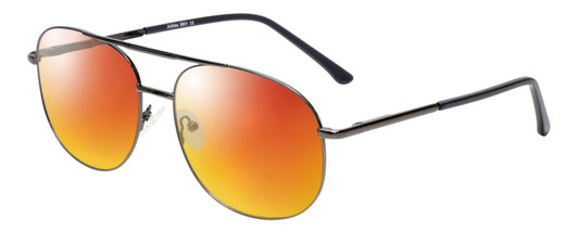 Profile View of Jubilee J5801 Designer Polarized Sunglasses with Custom Cut Red Mirror Lenses in Gunmetal Black Mens Aviator Full Rim Metal 62 mm