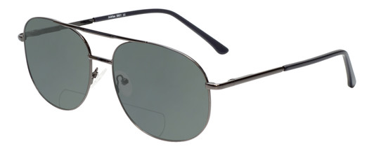 Profile View of Jubilee J5801 Designer Polarized Reading Sunglasses with Custom Cut Powered Smoke Grey Lenses in Gunmetal Black Mens Aviator Full Rim Metal 62 mm