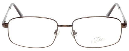 Front View of Jubilee J5812 Designer Single Vision Prescription Rx Eyeglasses in Dark Brown Mens Rectangle Full Rim Metal 59 mm