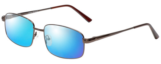 Profile View of Jubilee J5812 Designer Polarized Sunglasses with Custom Cut Blue Mirror Lenses in Dark Brown Mens Rectangle Full Rim Metal 59 mm