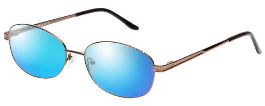 Profile View of Jubilee J5877 Designer Polarized Sunglasses with Custom Cut Blue Mirror Lenses in Coffee Brown Mens Oval Full Rim Metal 59 mm