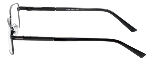 Side View of Jubilee J5914 Designer Blue Light Blocking Eyeglasses in Matte Black Mens Rectangle Full Rim Metal 60 mm