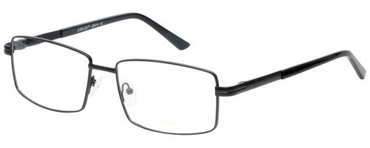 Profile View of Jubilee J5914 Designer Blue Light Blocking Eyeglasses in Matte Black Mens Rectangle Full Rim Metal 60 mm