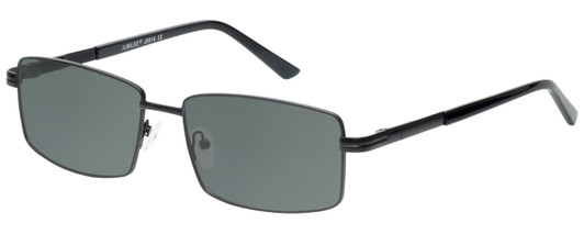 Profile View of Jubilee J5914 Designer Polarized Sunglasses with Custom Cut Smoke Grey Lenses in Matte Black Mens Rectangle Full Rim Metal 60 mm