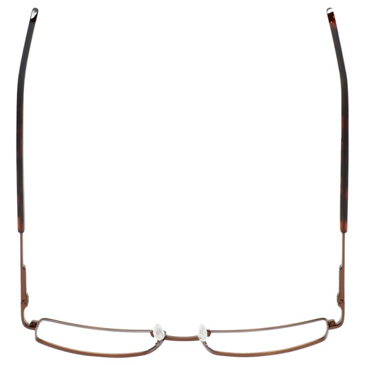 Top View of Jubilee J5914 Designer Reading Eye Glasses with Custom Cut Powered Lenses in Matte Brown Mens Rectangle Full Rim Metal 60 mm
