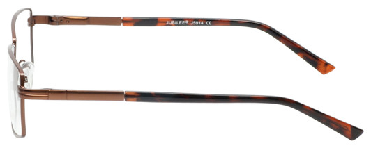 Side View of Jubilee J5914 Designer Blue Light Blocking Eyeglasses in Matte Brown Mens Rectangle Full Rim Metal 60 mm