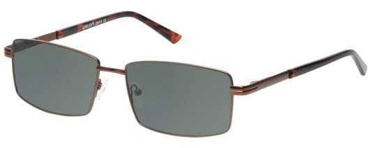Profile View of Jubilee J5914 Designer Polarized Sunglasses with Custom Cut Smoke Grey Lenses in Matte Brown Mens Rectangle Full Rim Metal 60 mm