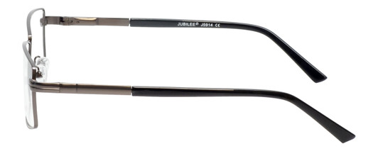 Side View of Jubilee J5914 Designer Blue Light Blocking Eyeglasses in Matte Gunmetal Silver Mens Rectangle Full Rim Metal 60 mm