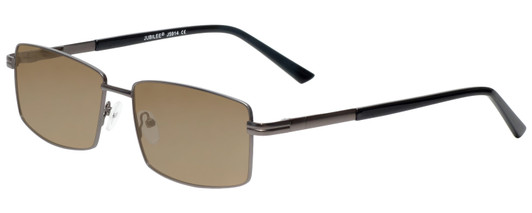 Profile View of Jubilee J5914 Designer Polarized Sunglasses with Custom Cut Amber Brown Lenses in Matte Gunmetal Silver Mens Rectangle Full Rim Metal 60 mm