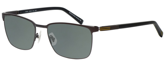 Profile View of OGA 10073O-MD11 Designer Polarized Sunglasses with Custom Cut Smoke Grey Lenses in Satin Brown Black Gold Unisex Rectangle Full Rim Metal 58 mm