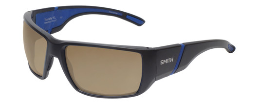 Profile View of Smith Optics Transfer XL Designer Polarized Sunglasses with Custom Cut Amber Brown Lenses in Matte Black Unisex Sport Full Rim Acetate 67 mm