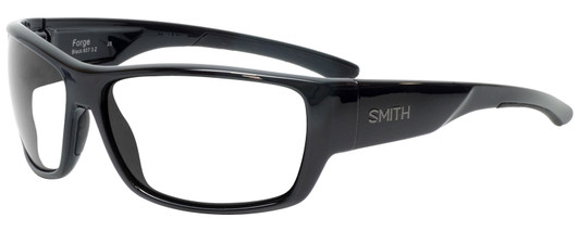 Profile View of Smith Optics Forge Designer Reading Eye Glasses in Gloss Black Unisex Sport Full Rim Acetate 63 mm