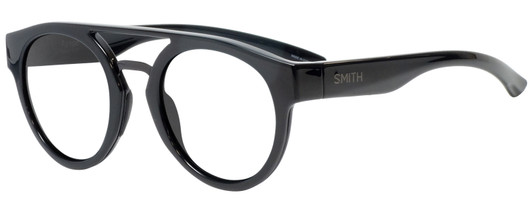 Profile View of Smith Optics Horizon Range Designer Reading Eye Glasses in Gloss Black Unisex Round Full Rim Acetate 50 mm