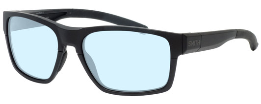 Profile View of Smith Optics Caravan MAG Designer Progressive Lens Blue Light Blocking Eyeglasses in Matte Black Unisex Square Full Rim Acetate 59 mm