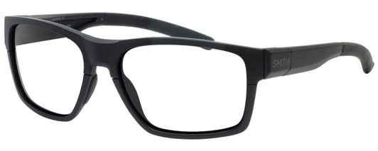 Profile View of Smith Optics Caravan MAG Designer Progressive Lens Blue Light Blocking Eyeglasses in Matte Black Unisex Square Full Rim Acetate 59 mm