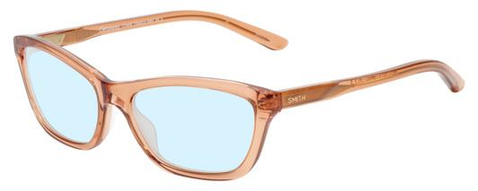 Profile View of Smith Optics Getaway Designer Progressive Lens Blue Light Blocking Eyeglasses in Crystal Tobacco Brown Unisex Cateye Full Rim Acetate 56 mm