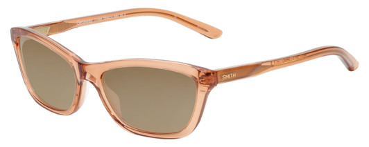 Profile View of Smith Optics Getaway Designer Polarized Sunglasses with Custom Cut Amber Brown Lenses in Crystal Tobacco Brown Unisex Cateye Full Rim Acetate 56 mm
