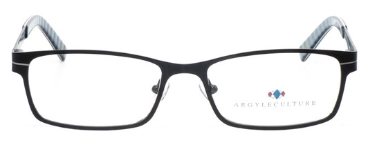 Front View of Argyleculture Bix Unisex Designer Reading Glasses Black Silver Grey Stripe 55 mm