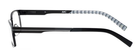 Side View of Argyleculture Bix Unisex Designer Reading Glasses Black Silver Grey Stripe 55 mm