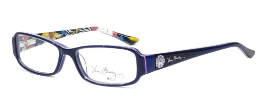 Profile View of Vera Bradley Madeline Women Designer Reading Glasses Navy Blue African Violet 50mm